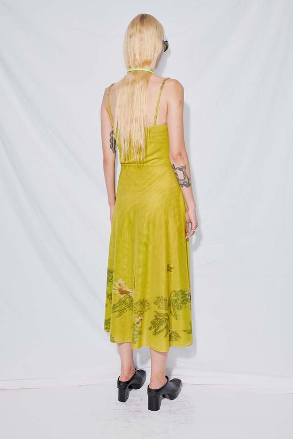 Collina Strada Basically Green Mesh Slit Market Dress