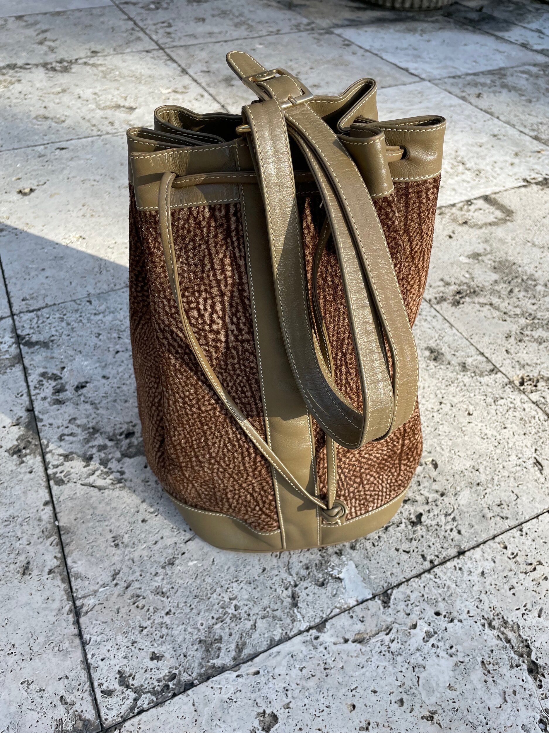 Suede on sale bucket purse