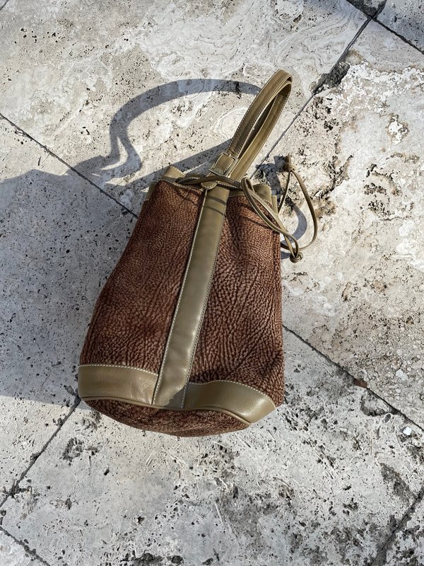 Tan suede hotsell bucket bag