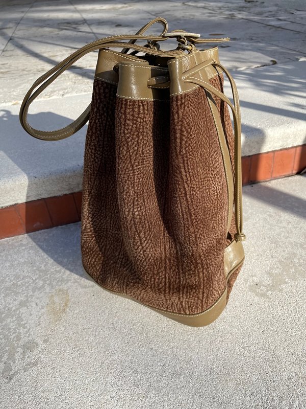 SALE Soft Suede Medicine Bag Bucket Bag Vintage Textile 