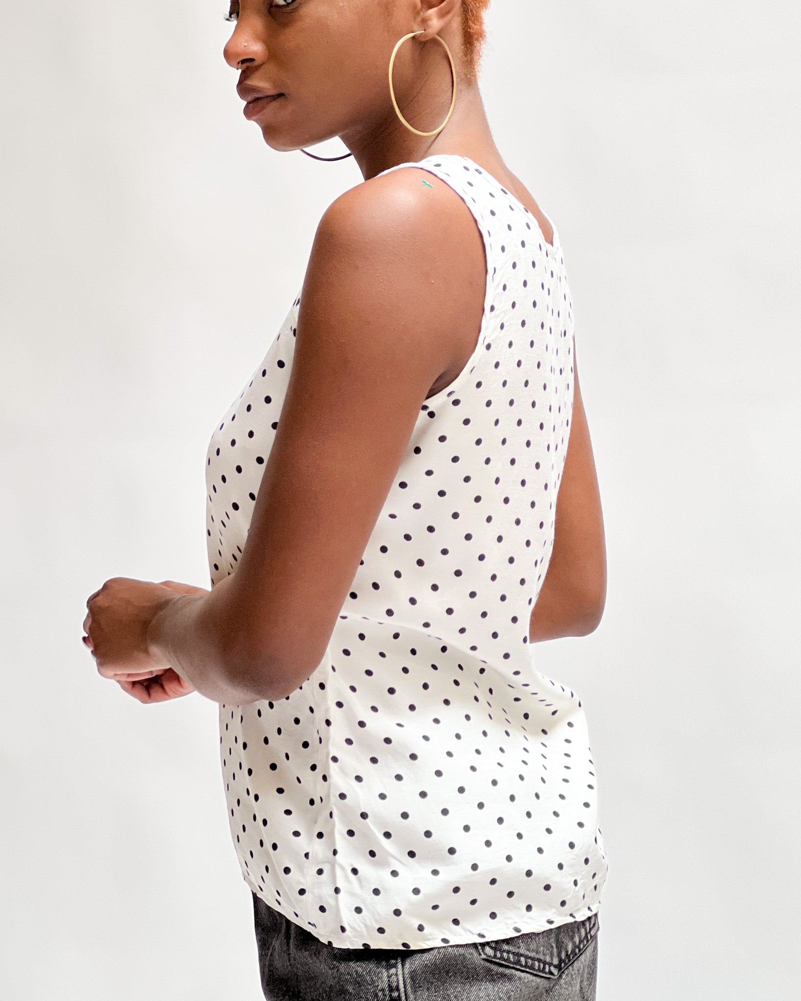 Women's Dotted Top,White