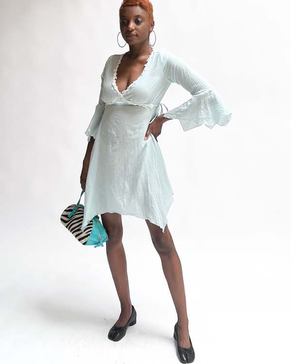 Handkerchief Sleeve Dress - Baby Blue | Garmentory