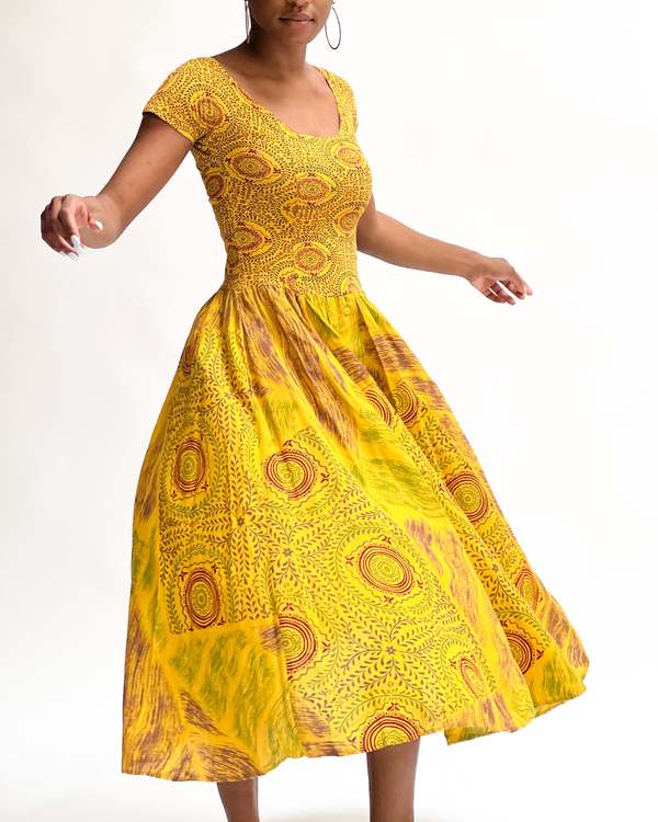 DEDE YELLOW PATTERNED DRESS