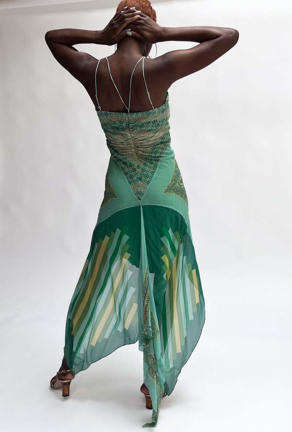 Silk Handkerchief Dress - Green | Garmentory
