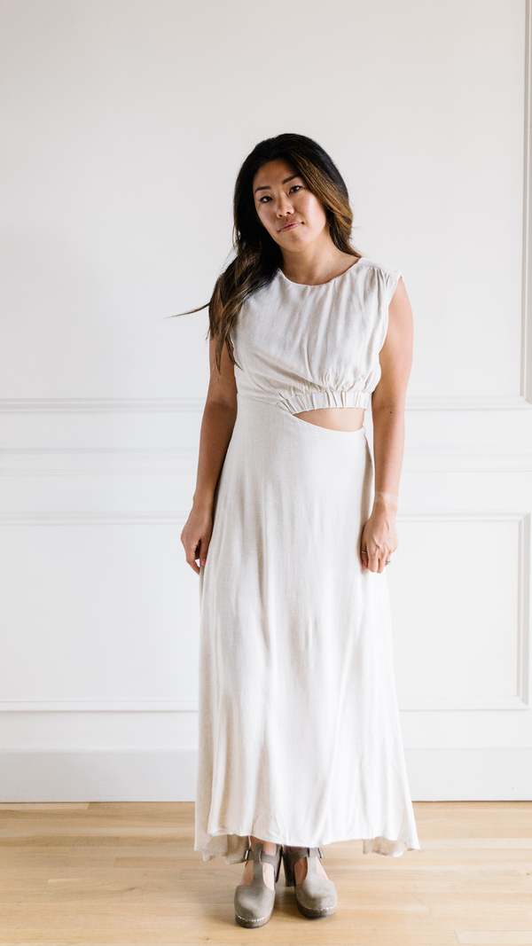 white flowy shirt dress Handmade Tie-Dyed Organic Linen Dress