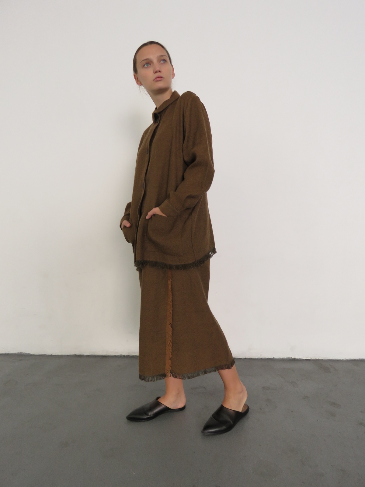SAMUJI HEMI SKIRT - BROWN   - Image 1 of 4