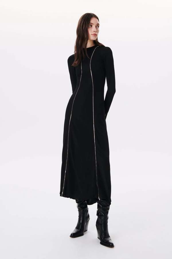 Victoria Beckham Twin Zip Detail Dress - Black | Garmentory