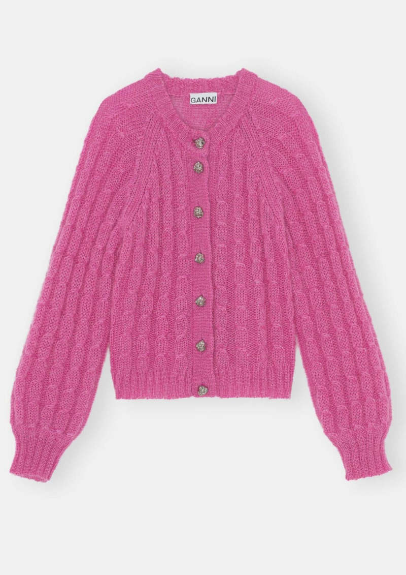 THE TOE】Parasol mohair cardigan pink Ganni Cable Mohair Cardigan