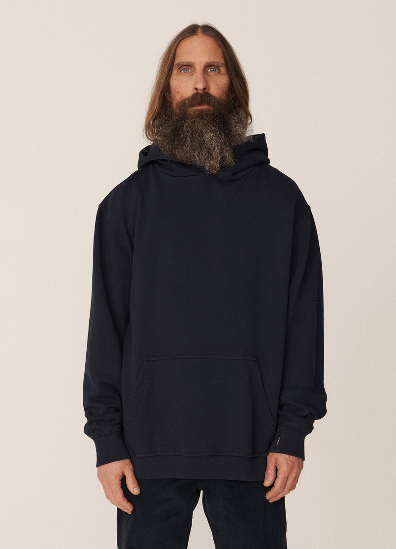 パーカー・フーディ YMC SS21 TRUGOY HOODED SWEATSHIRT (P7QAP_Y075NAVY) YMC Trugoy Loopback Cotton Hooded Sweatshirt - Navy | Garmentory