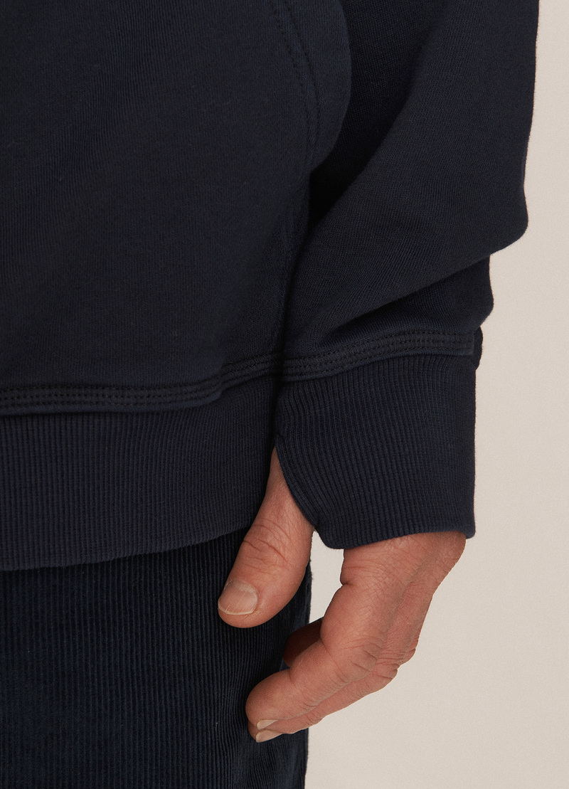 YMC Trugoy Loopback Cotton Hooded Sweatshirt - Navy | Garmentory YMC Trugoy Loopback Cotton Hooded Sweatshirt - Navy | Garmentory