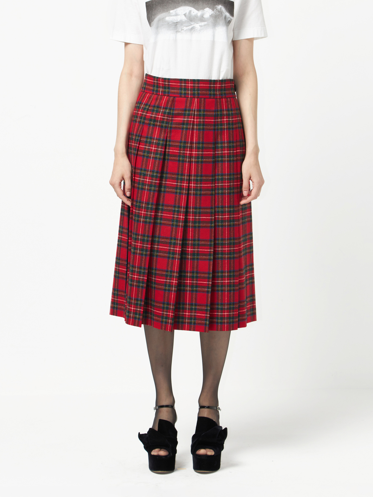Miu Miu Pleated Skirt - Red Checkered | Garmentory