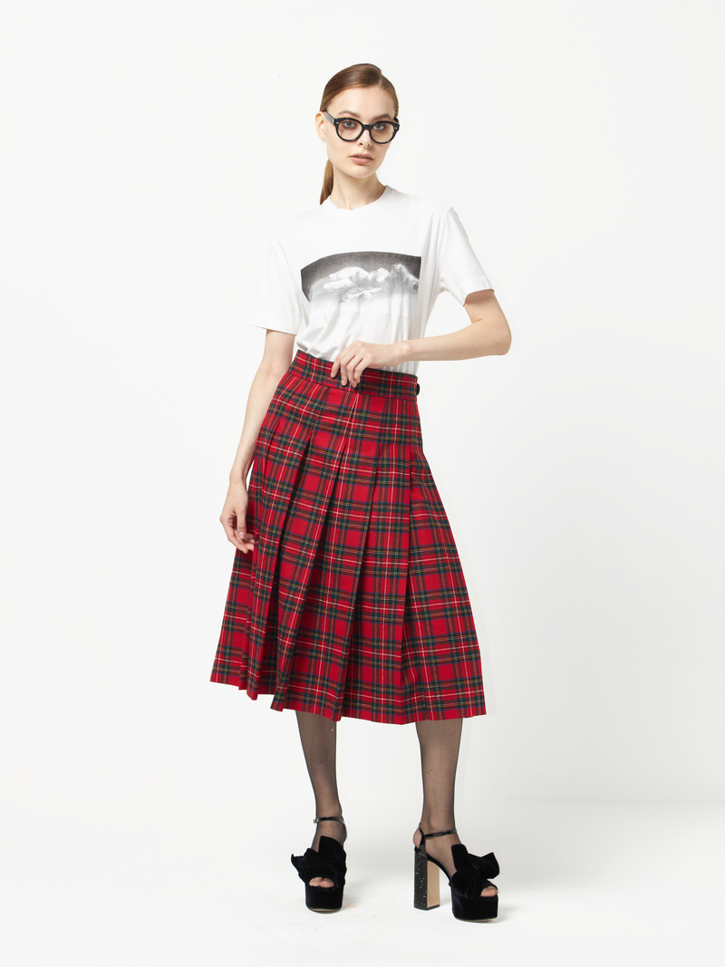 国内発送/送料関税込【Miu Miu】 Pleated check skirt Miu Miu Pleated Check Skirt | Blue | FARFETCH