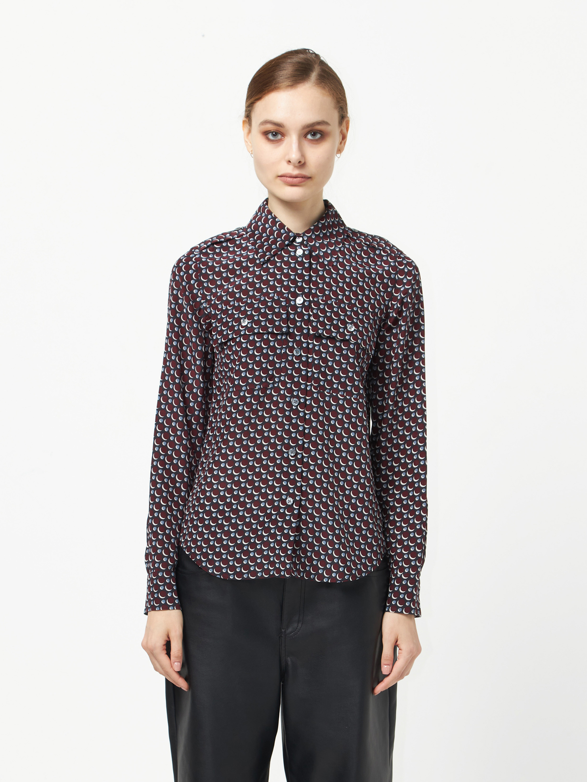 Pre-Loved] Marc Jacobs W Polka Dot Silk Shirt - Burgundy | Garmentory