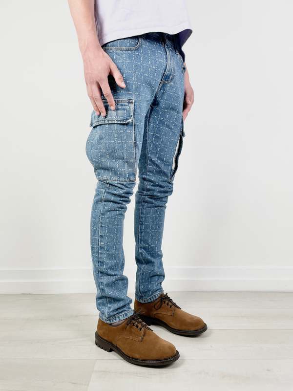 Pre-Loved] 1017 ALYX 9SM Allover Logo Grid Skinny Cargo Jeans 