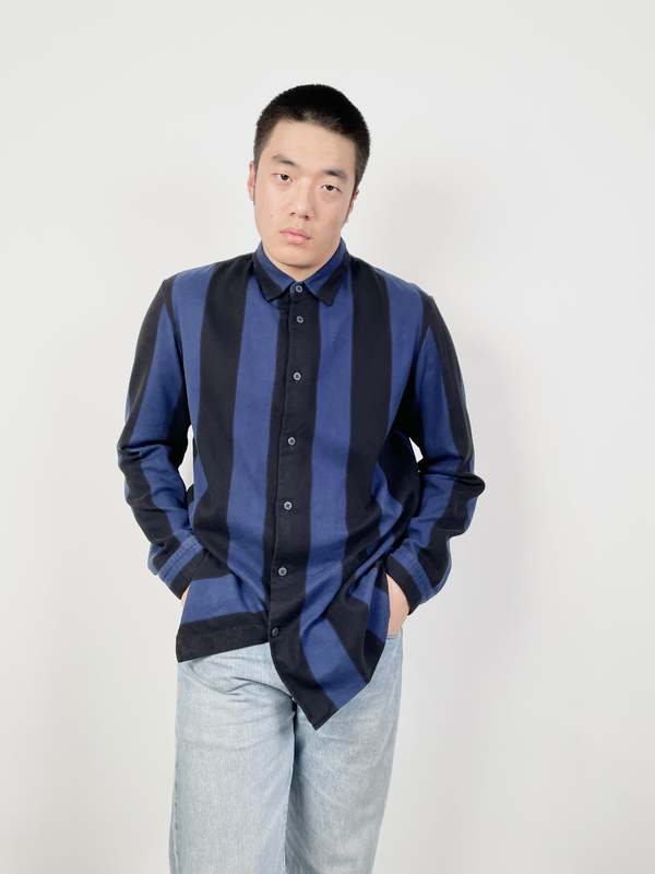 トップス 90s  ISSEY MIYAKE MEN Issey Miyake '90s Vintage Striped Button-Down Shirt - Black