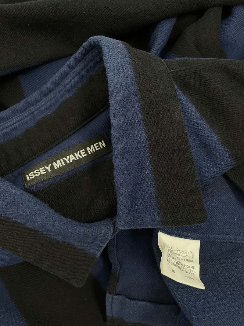 Issey Miyake '90s Vintage Striped Button-Down Shirt - Black