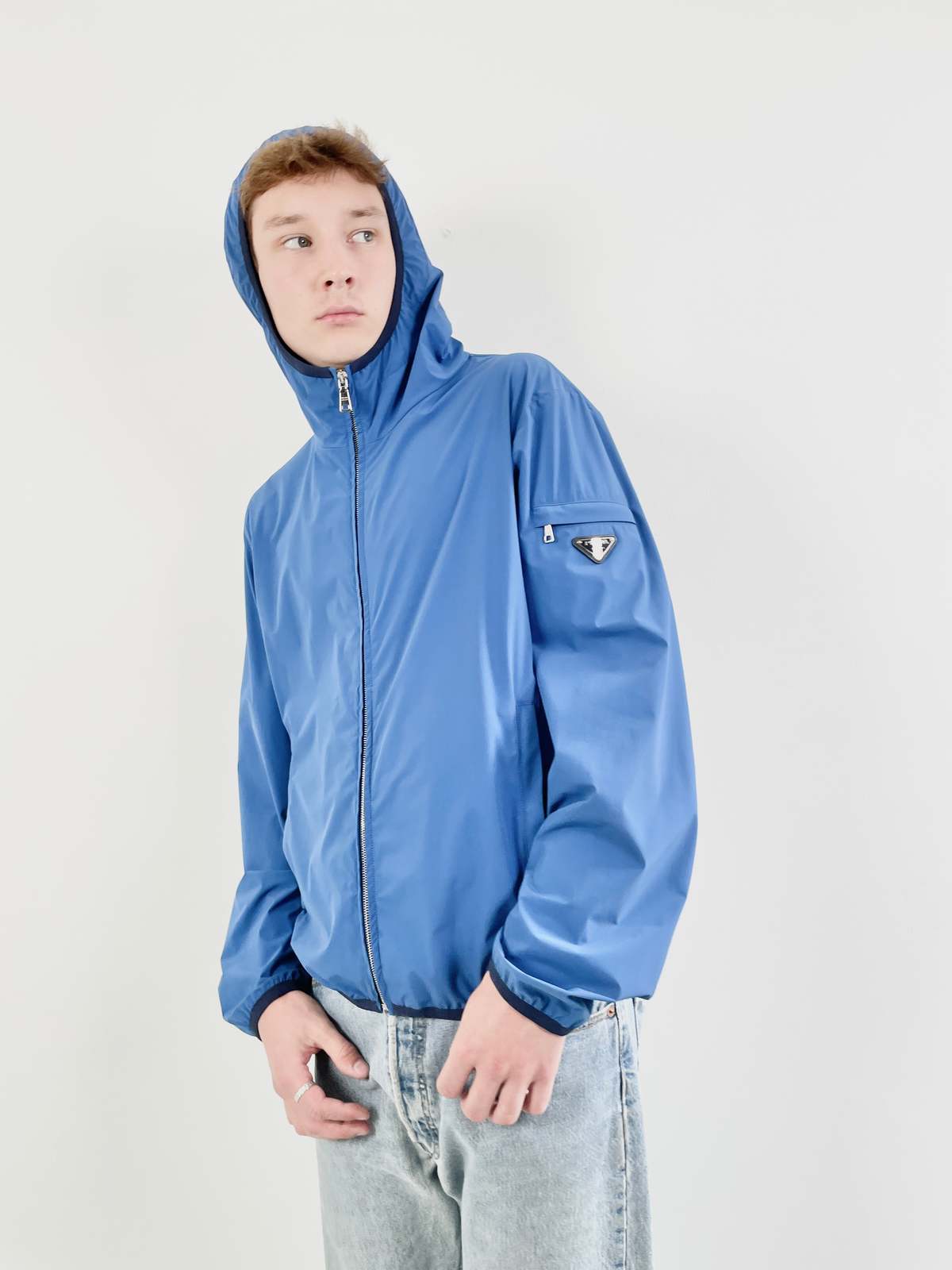 Prada S/S 2013 Hooded Jacket with Logo Plate Sleeve | Garmentory