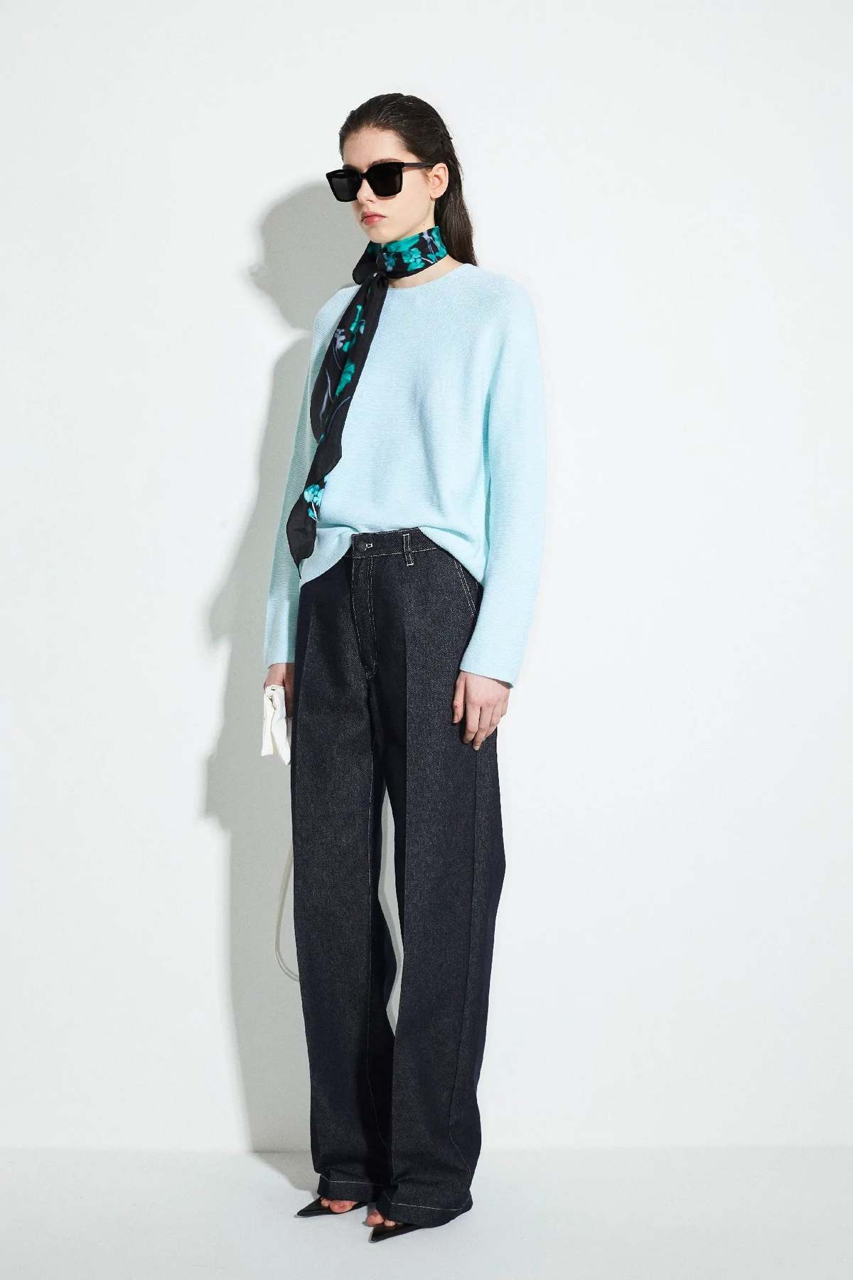 Christian Wijnants Pelana Wide Leg Denim Trousers with Crease - Dark Denim - Image 2 of 4