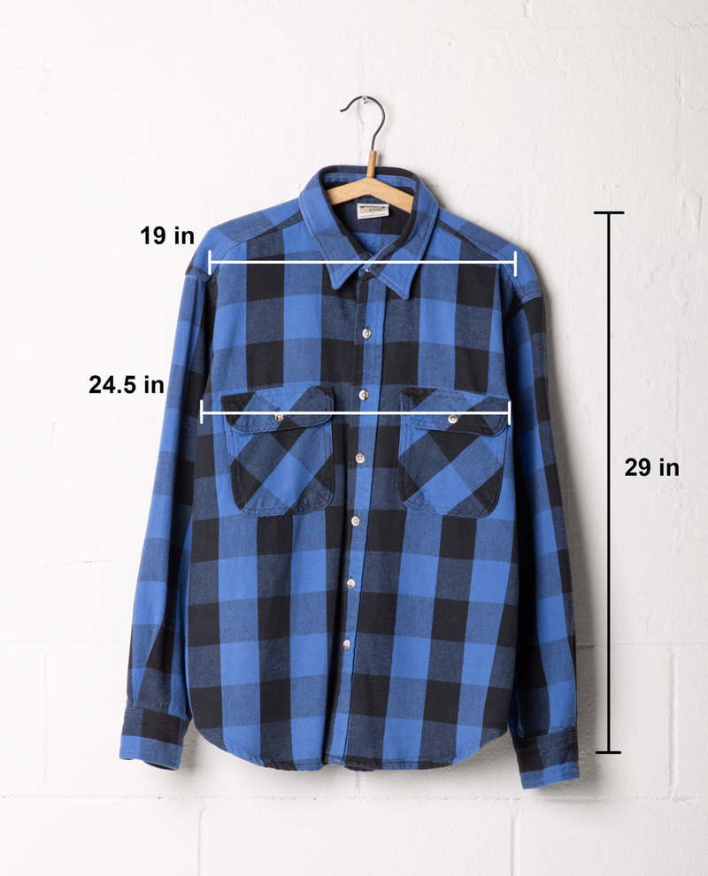 FiveBrother Buffalo Plaid Flannel Shirt - Blue/Black | Garmentory