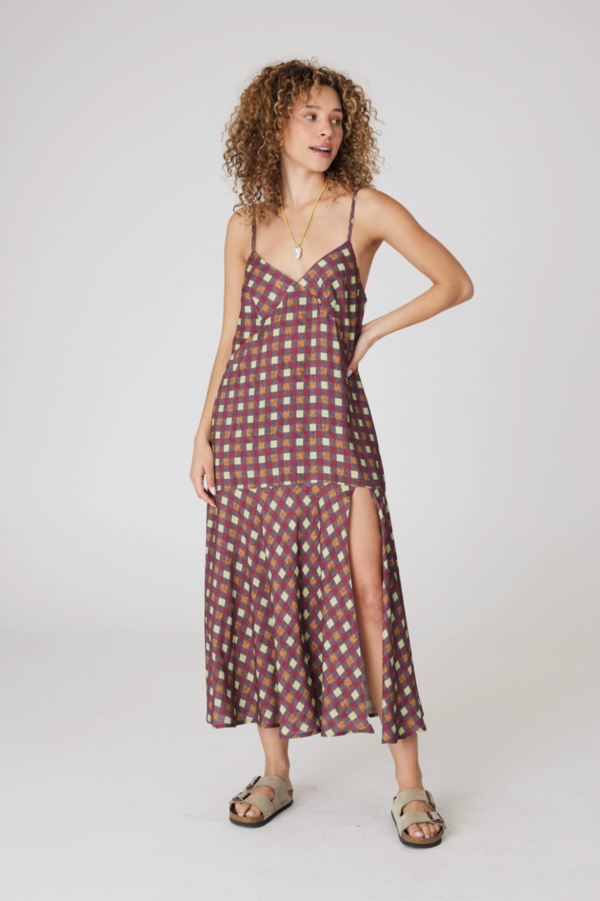Back Beat Co. Viscose Slip Dress - Plum Multi | Garmentory Back Beat Co. Viscose Slip Dress - Plum Multi | Garmentory
