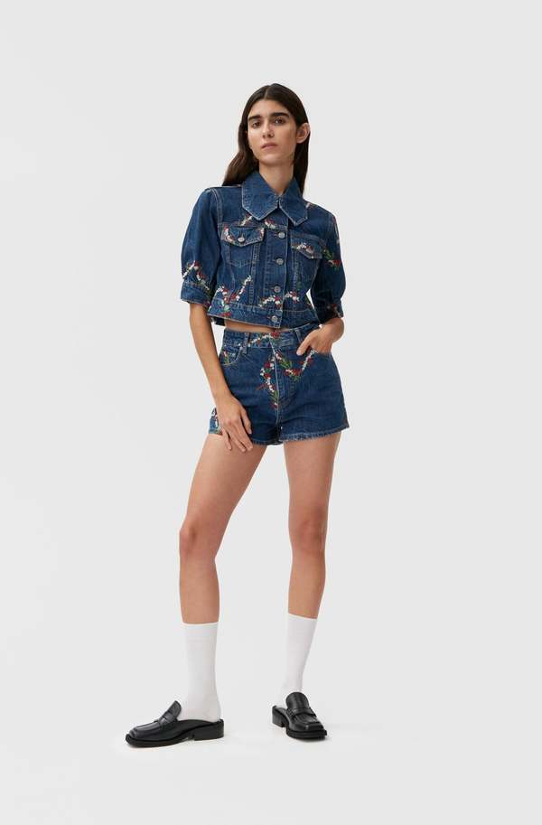 Ganni Mini Denim Shorts - Dark Indigo | Garmentory