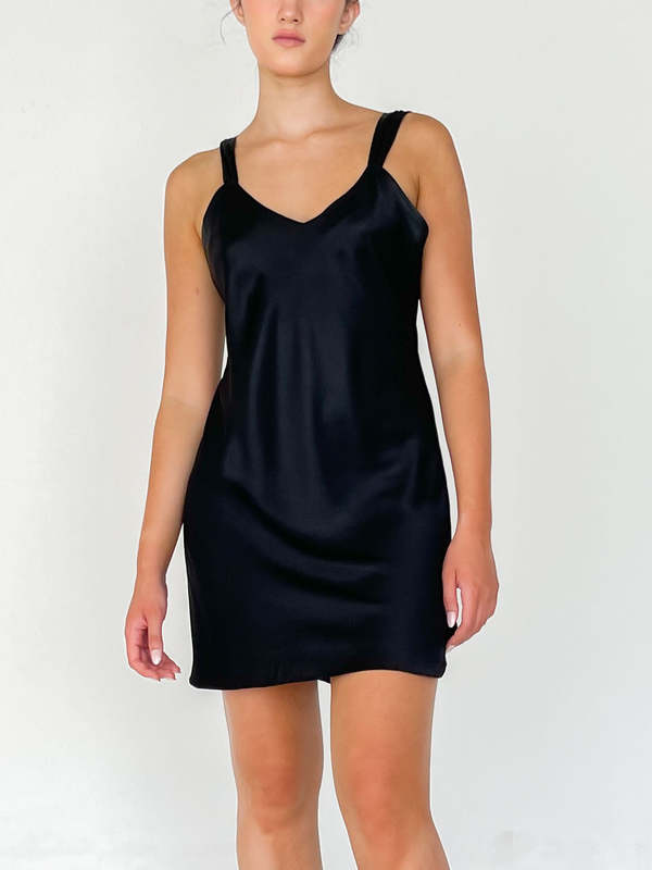 TANGLE SILK CHARMEUSE SLIP DRESS