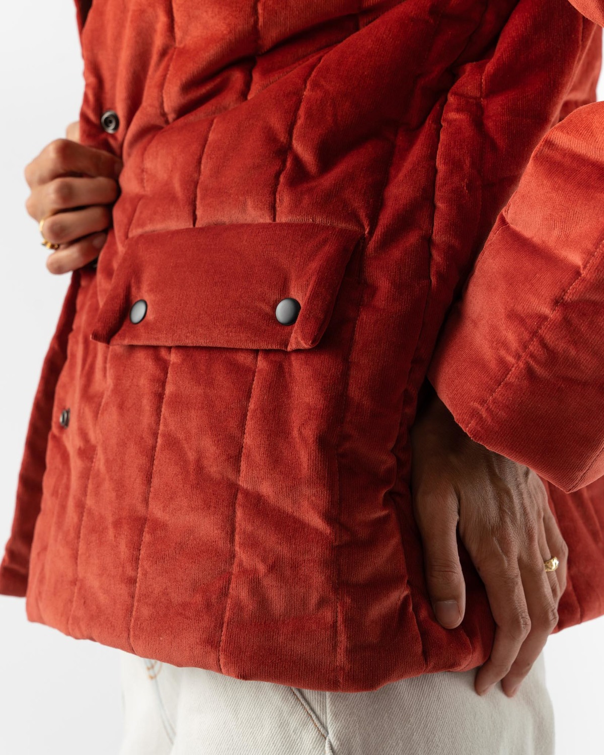 Delfina Balda Basic Colors Cropped Puffer Jacket in Rust - Image 5 of 6