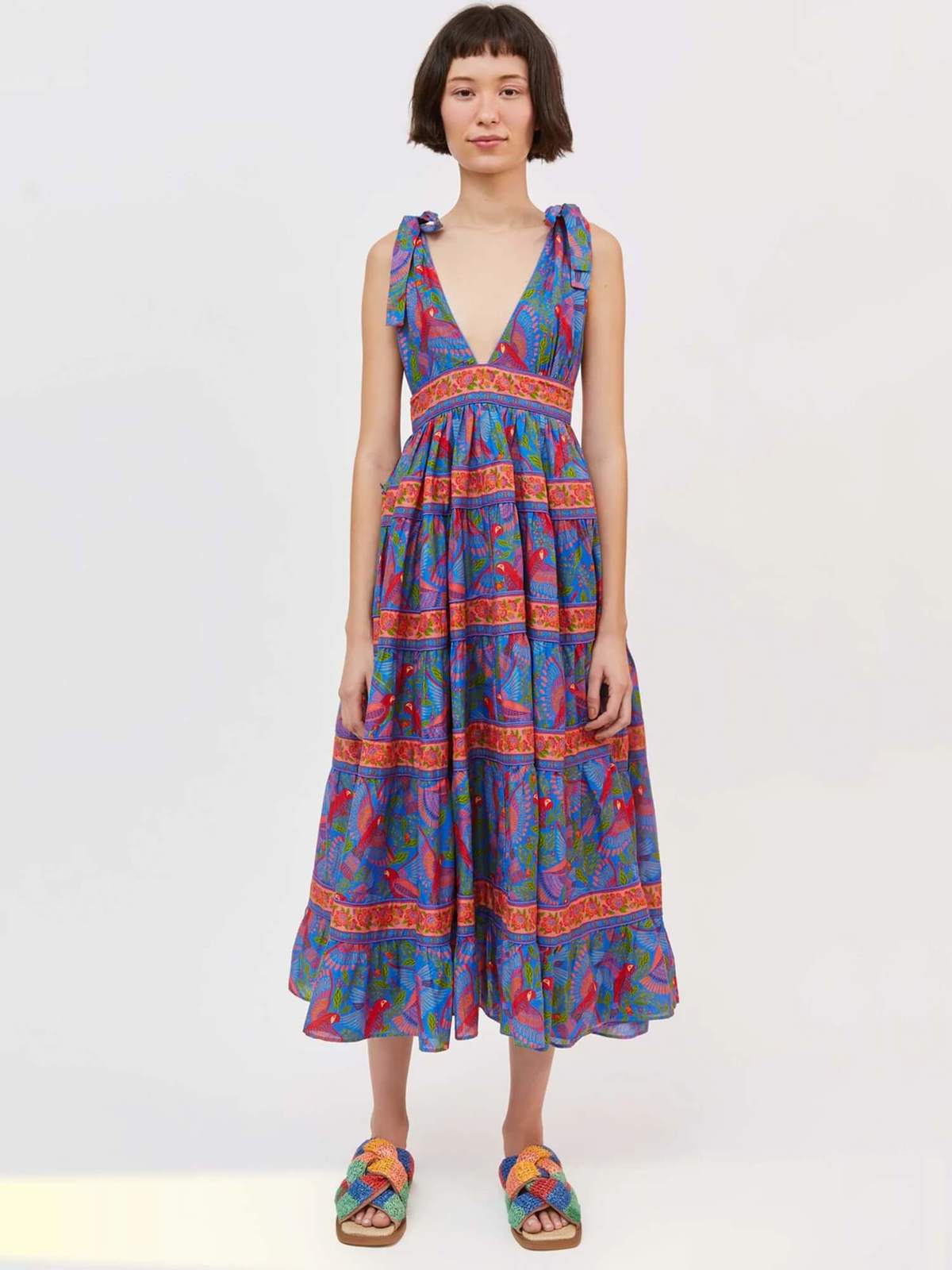 Farm Rio Flight Midi Dress - Blue Macaw | Garmentory