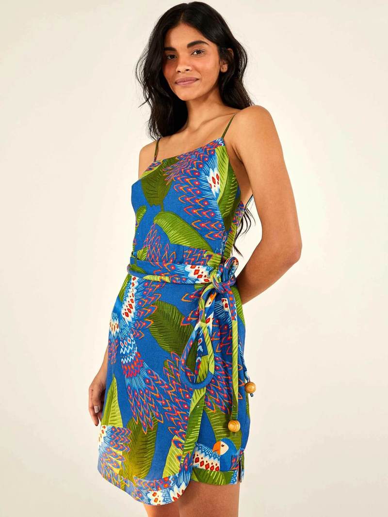farm rio blue macaw mini dress Blue Wonderful Bouquet Mini Dress – FARM Rio