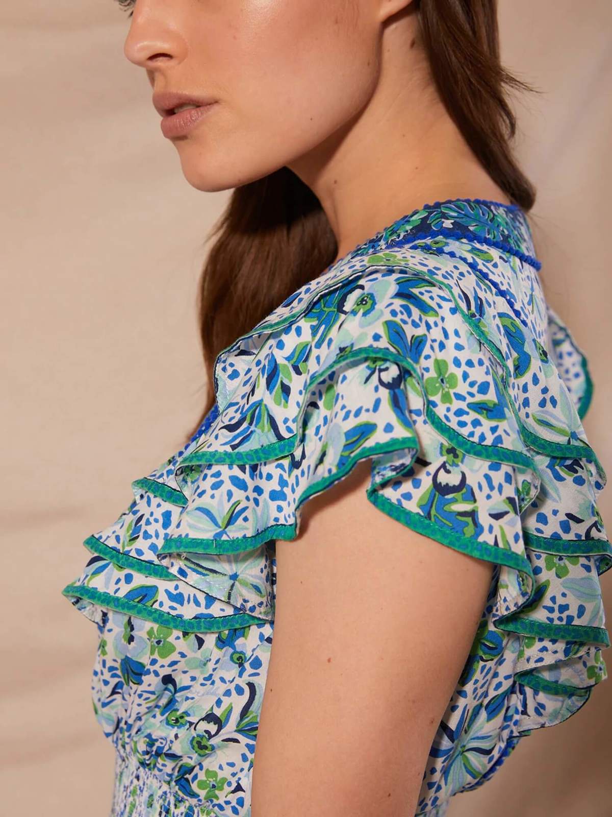 sara floral mini dress Rosewater House Sara Blue Paisley Tie Shoulder Mini Dress