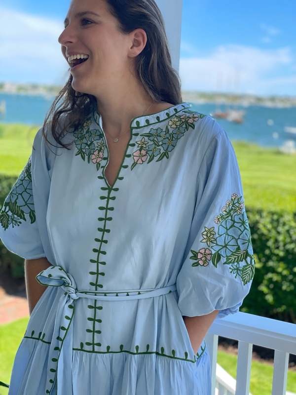 erica wilson x roller rabbit Valonia Dress - Hydrangea | Garmentory