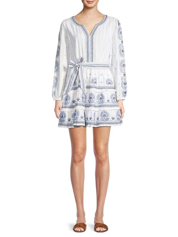 Roller Rabbit Indriya Embroidered Naema Dress Ivory Garmentory