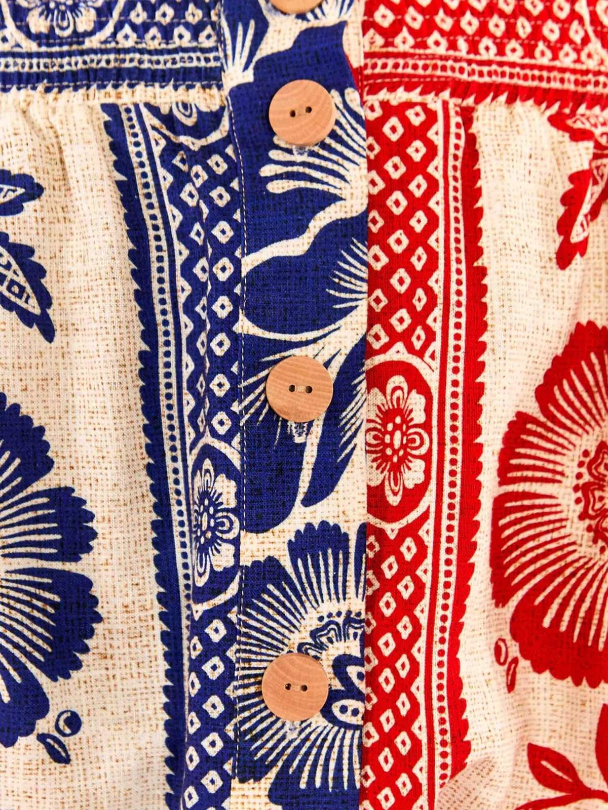 Farm Rio Mixed Pineapple Garden Mini Dress - Red/Blue | Garmentory
