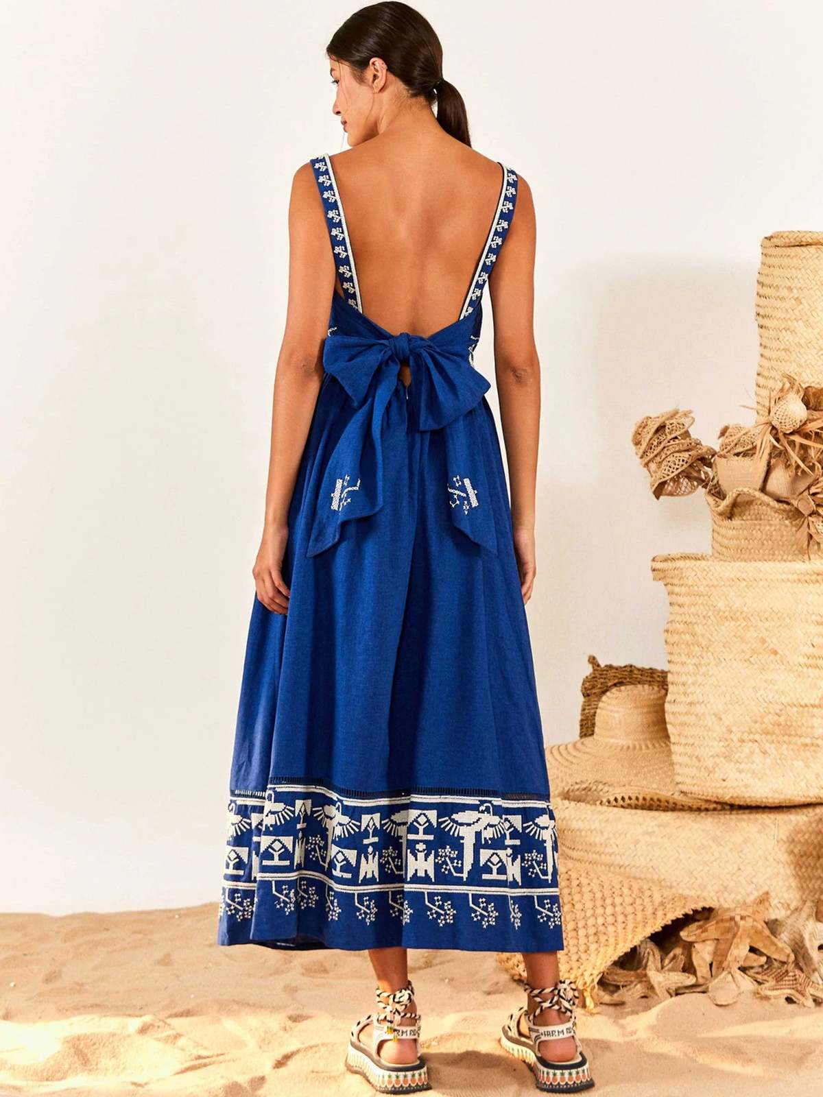 v cut long dress Women's Sexy Sleeveless Halter Neck Maxi Tie Back Side Split Party Dress Black : Clothing, Shoes & Jewelry Size:W38/30