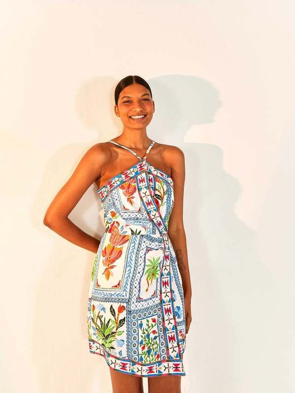 green emerald velvet dress Off-White Embroidered Carmina Floral Short Sleeve Mini Dress  FARM Rio