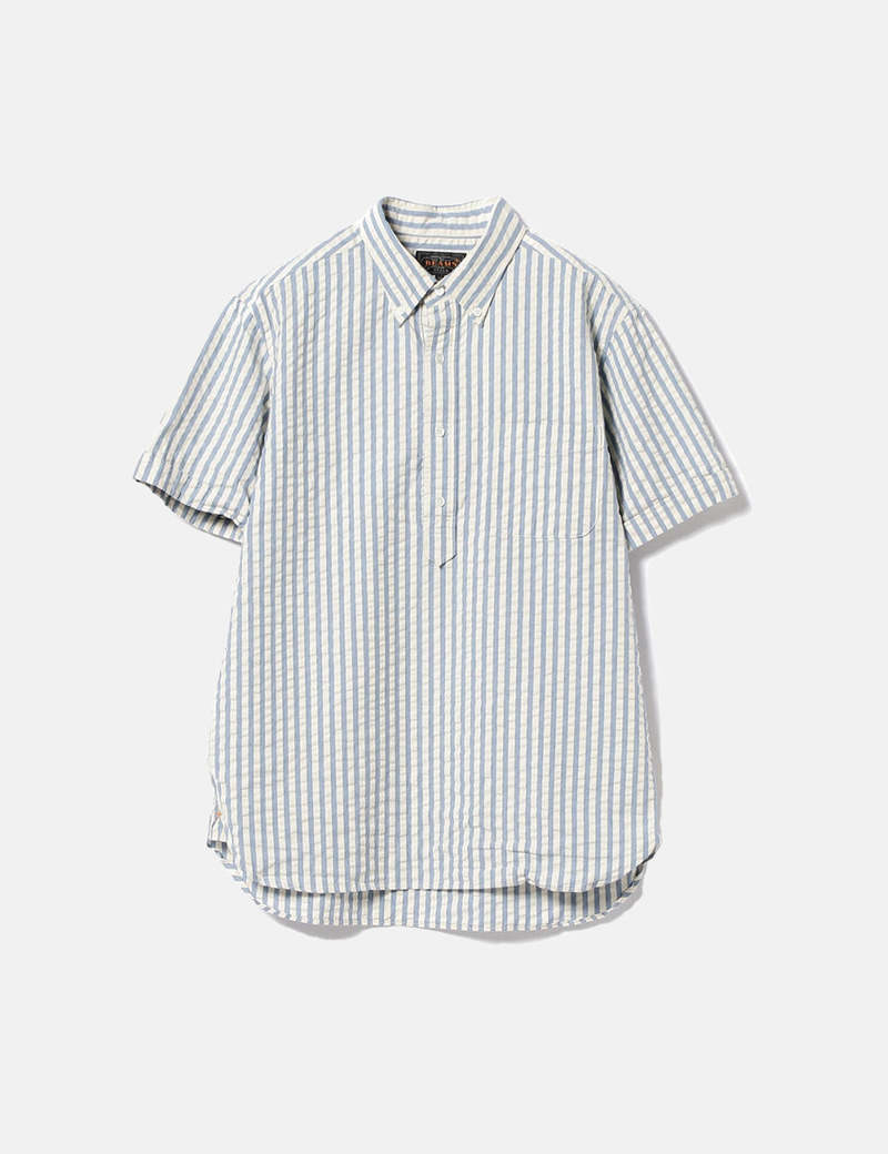 ■朝日太郎■　BEAMS PLUS　B.D. Short Sleeve Beams Plus Men's B.D. Pullover Short Sleeve Chambray Shirt