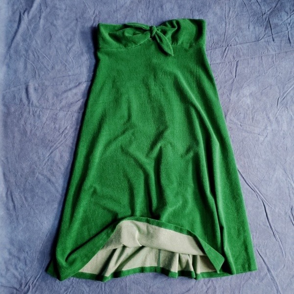 Green Terry Strapless Tie Front Dress | Garmentory