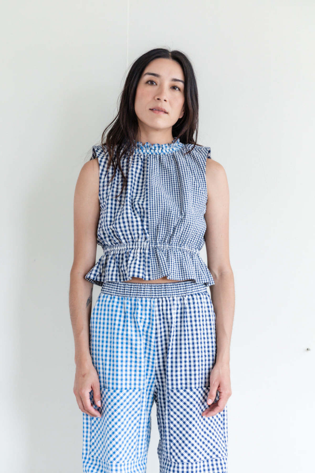KASMARIA GINGHAM SEERSUCKER CROP TOP - Image 1 of 6