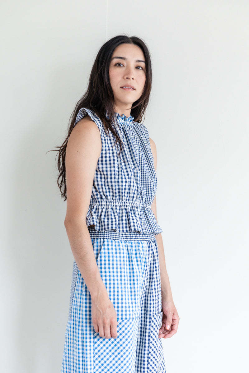 KASMARIA GINGHAM SEERSUCKER CROP TOP