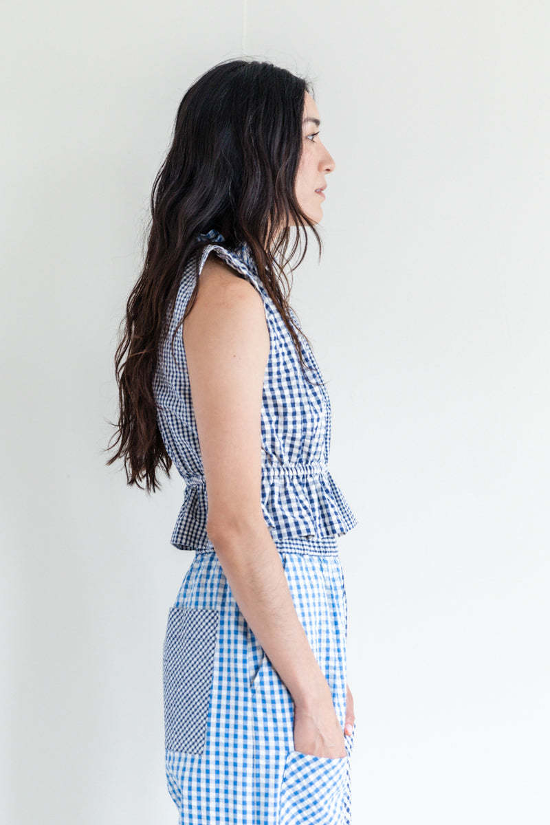 KASMARIA GINGHAM SEERSUCKER CROP TOP