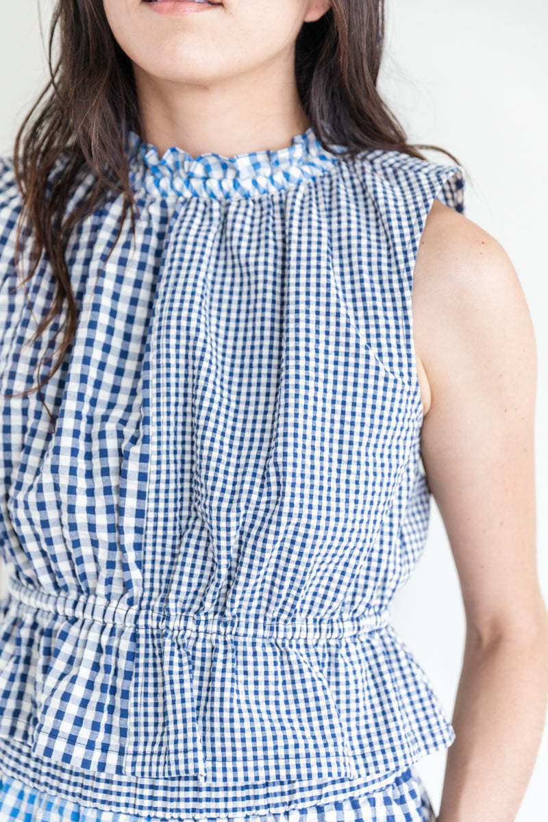 KASMARIA GINGHAM SEERSUCKER CROP TOP
