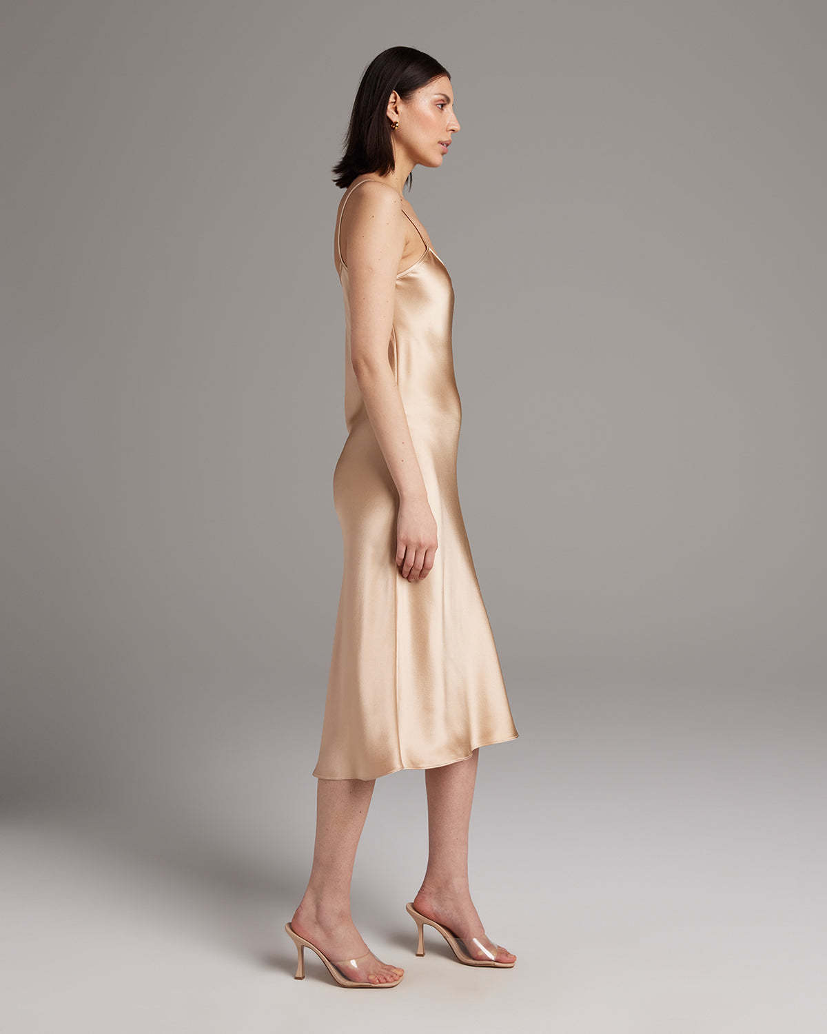 Midi Slip Dress in Champagne | Garmentory