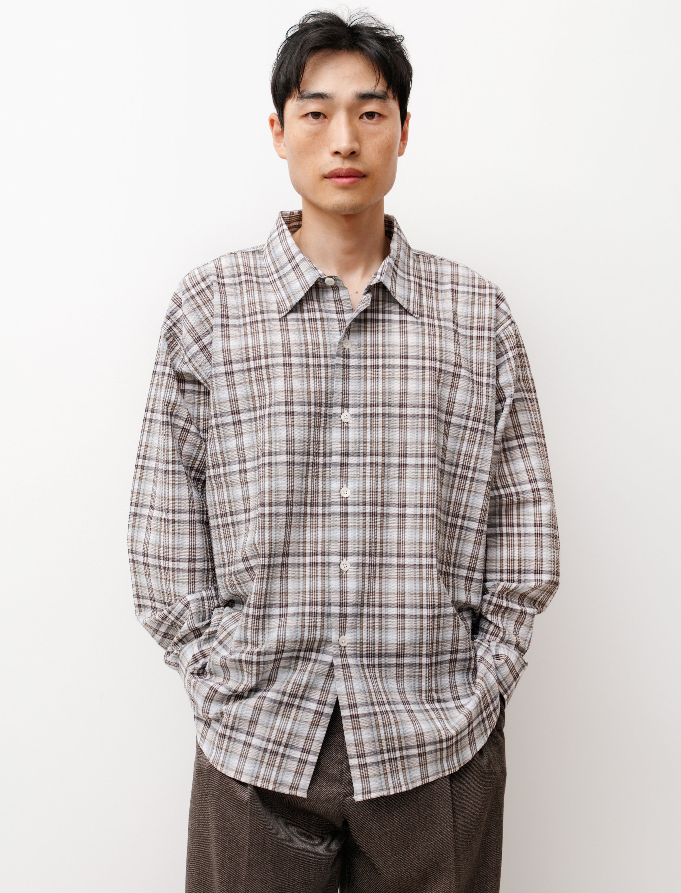 トップス mfpen exact shirt size:M Check Seersucker Exact Shirt