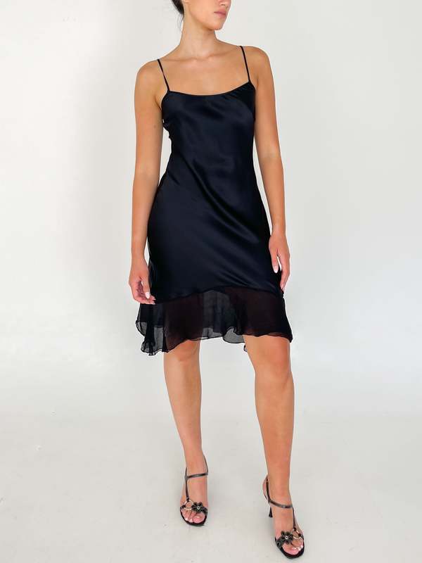 sachin and babi light blue dress Reiss Ruffled Chiffon Slip Dress in Black
