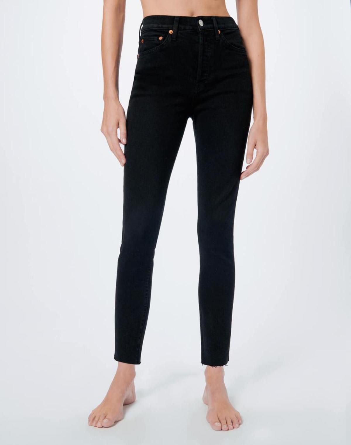 RE/DONE Comfort Stretch High Rise Ankle Crop - Black | Garmentory 