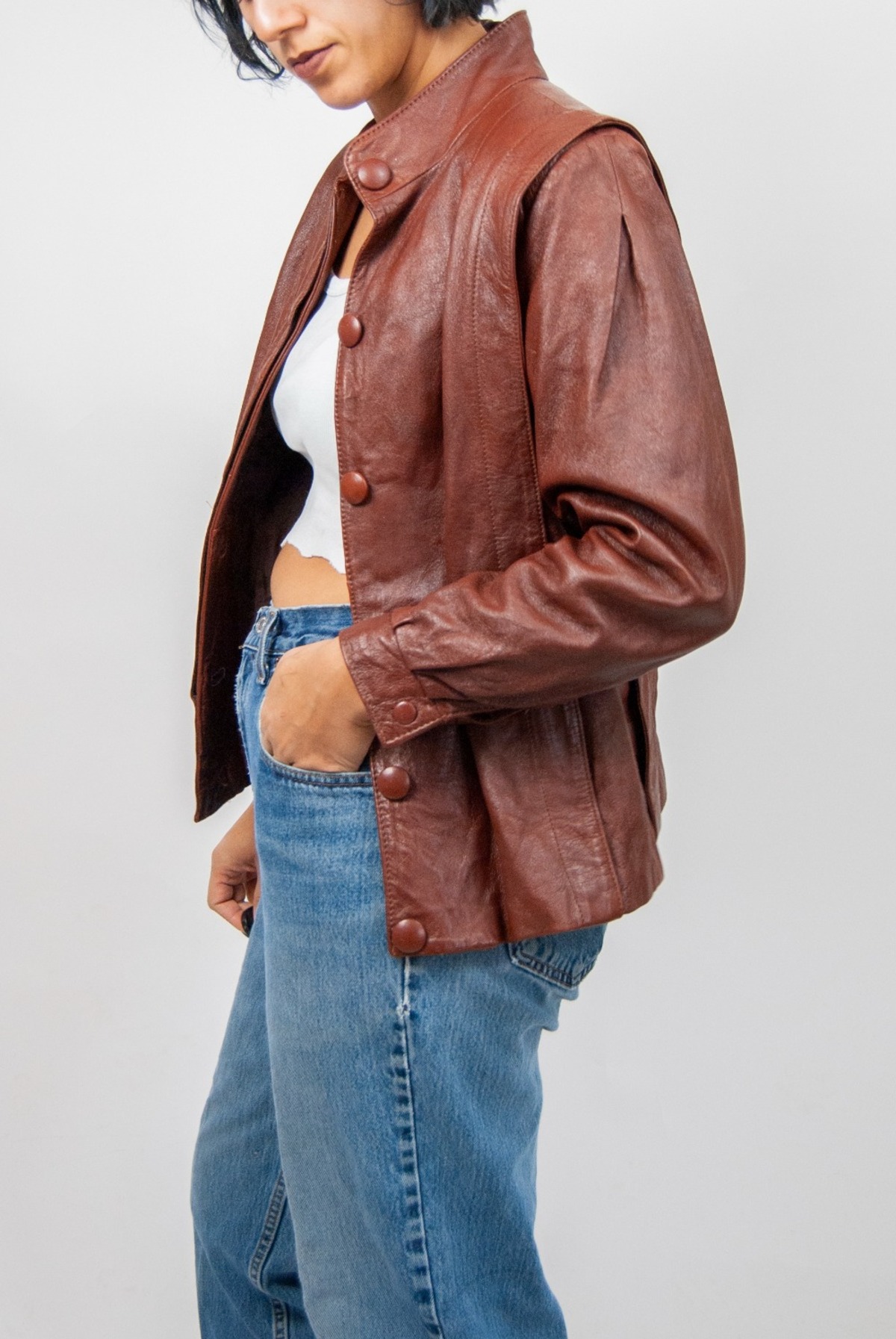 70s/80s brown leather moto jacket | Garmentory