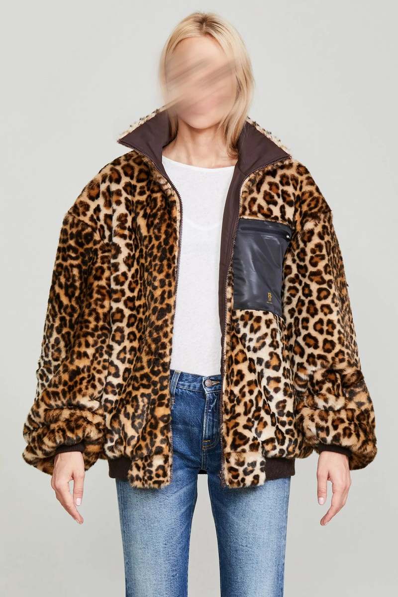 R13 Oversized Reversible Zip Up jacket Leo/Brown Garmentory