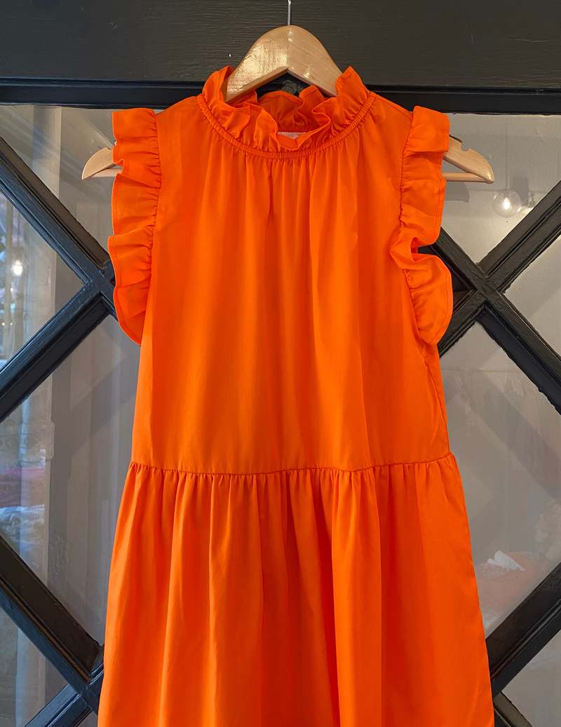 Felicite Cotton Ruffle Collar Midi Dress