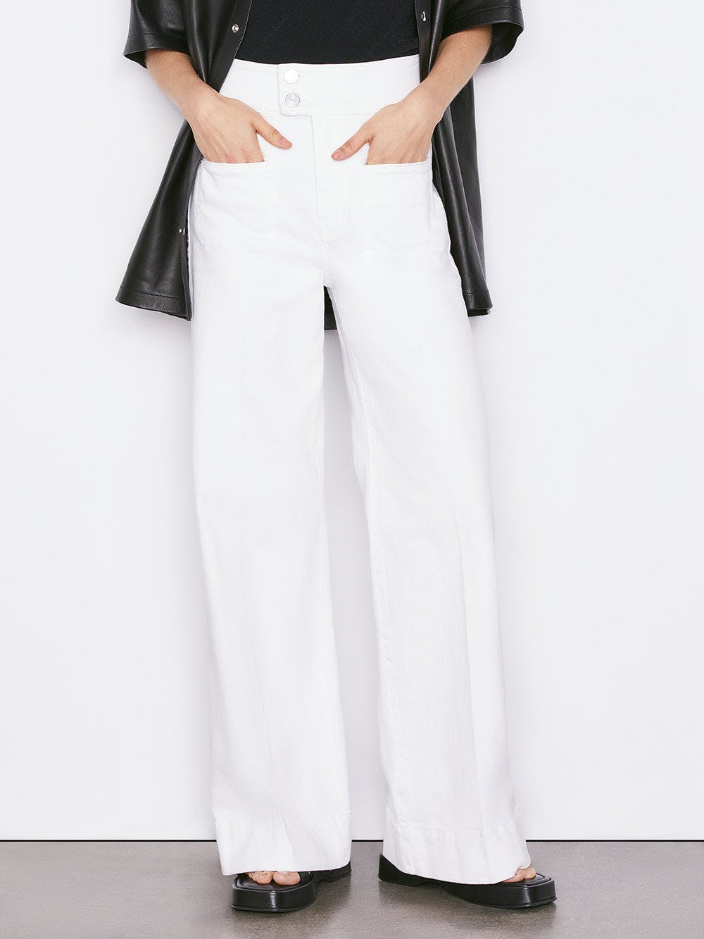 FRAME Denim Frame Le Pixie Hardy Wide Leg Pant Blanc