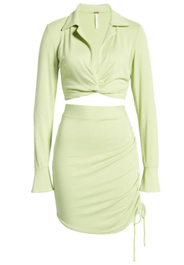 slim fit dress slacks Free People Katana Mini Dress Women's Dress Sage Combo : Xs (Women's 0-2) main image 1